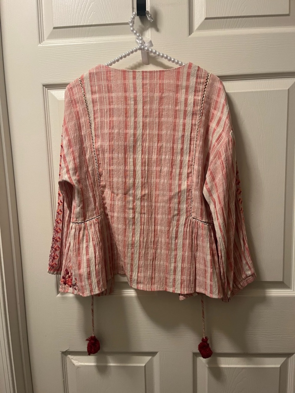 Sea and Be Seen Pink Striped Embroidered Women’s Lightweight Tunic Size Large - Picture 2 of 13